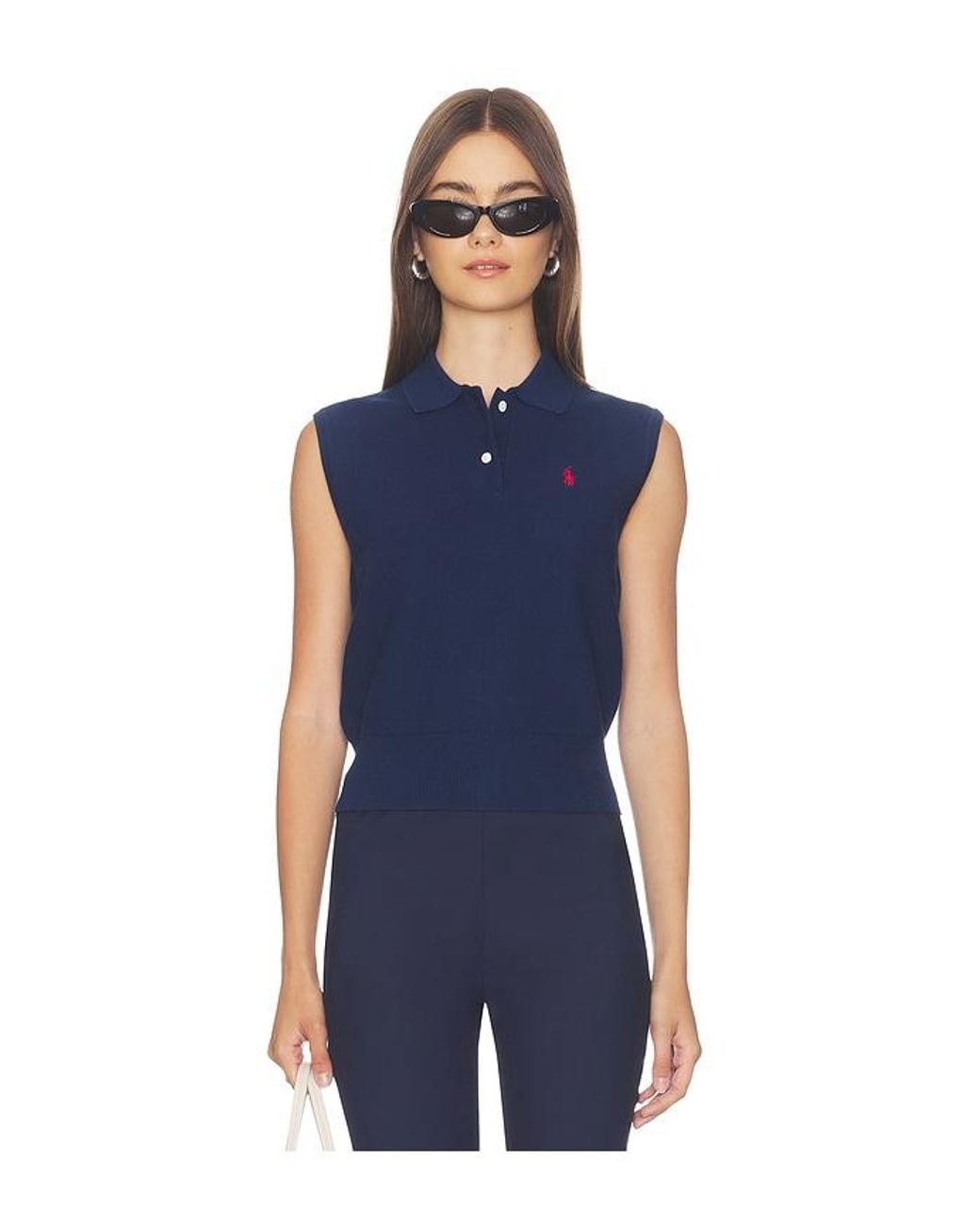 Polo Ralph Lauren Blue Sleeveless Polo Knit Collar Pullover