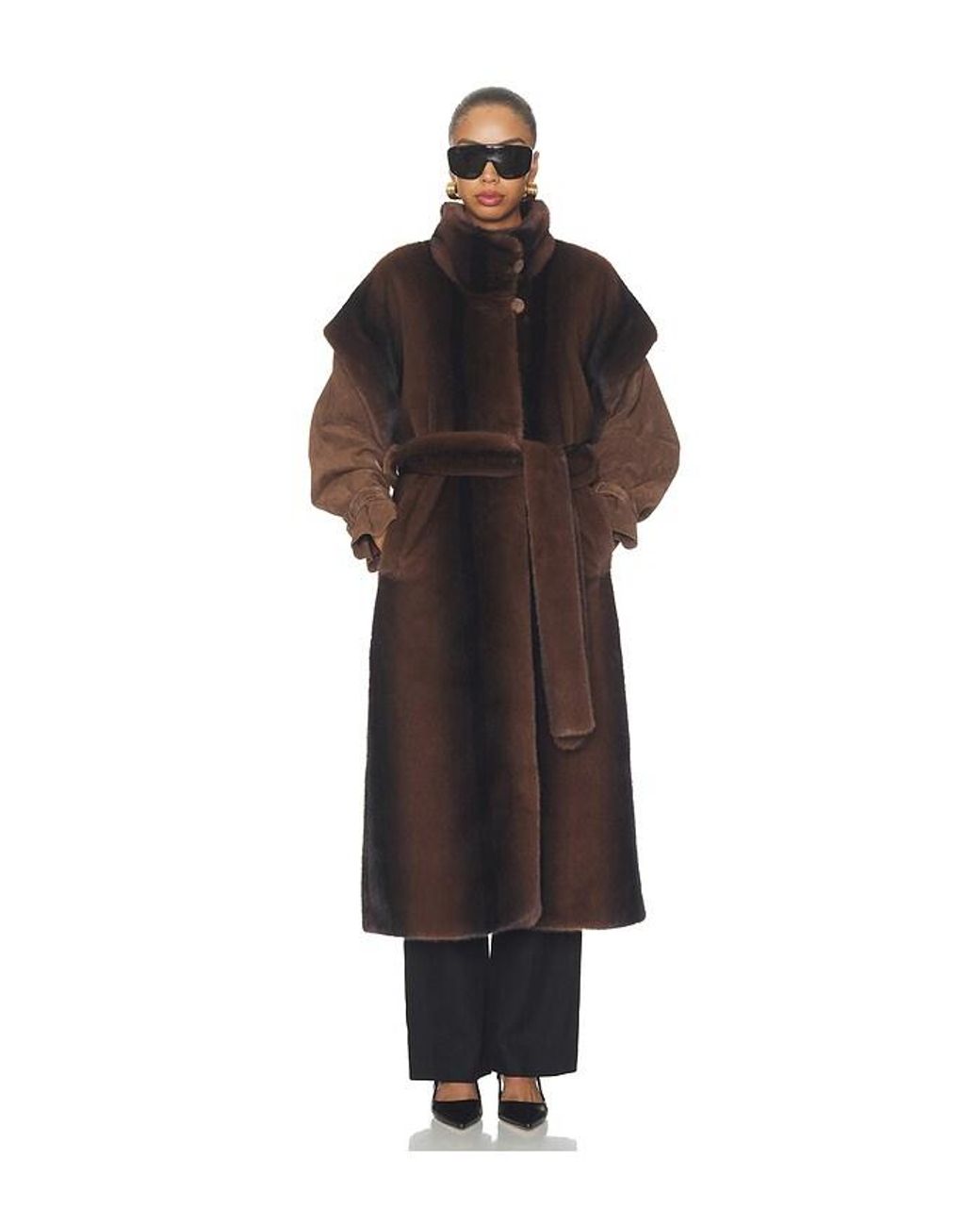 DUCIE Multicolor Harper Long Fur Coat