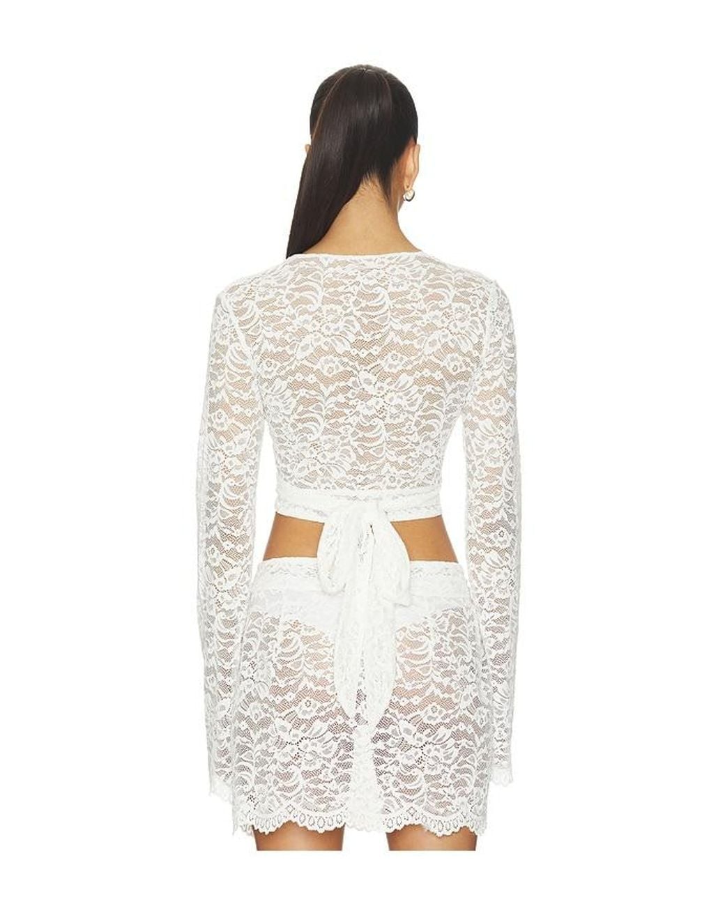 Away That Day White X Gigi & Palm Island Lace Top