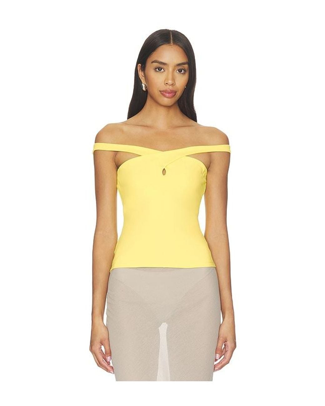 Susana Monaco Orange Cross Front Top Off Shoulder Top