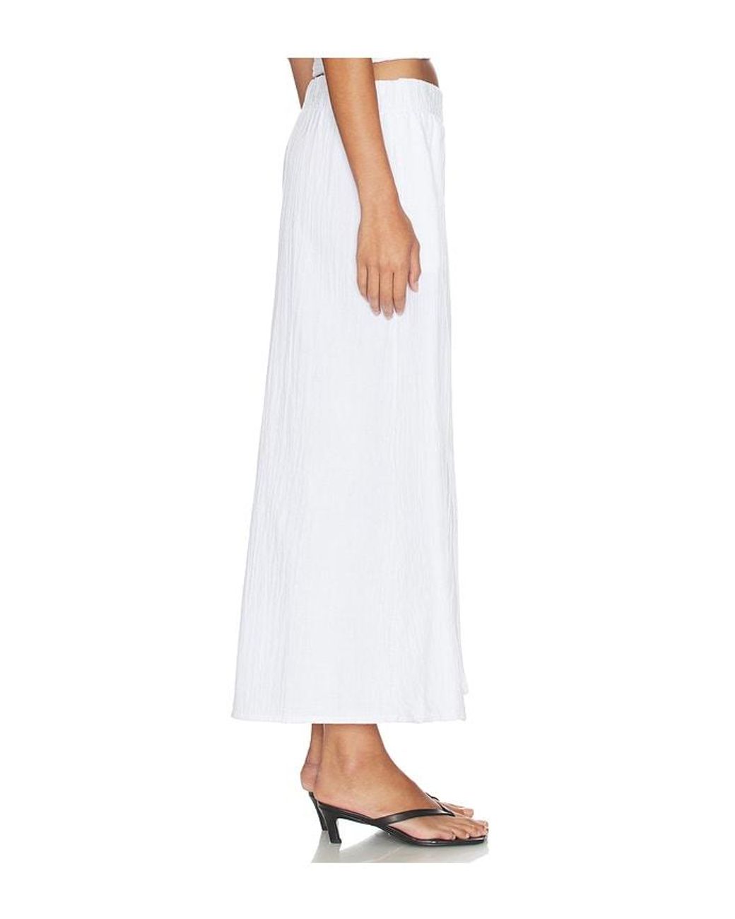 Bobi White Split Front Maxi Skirt