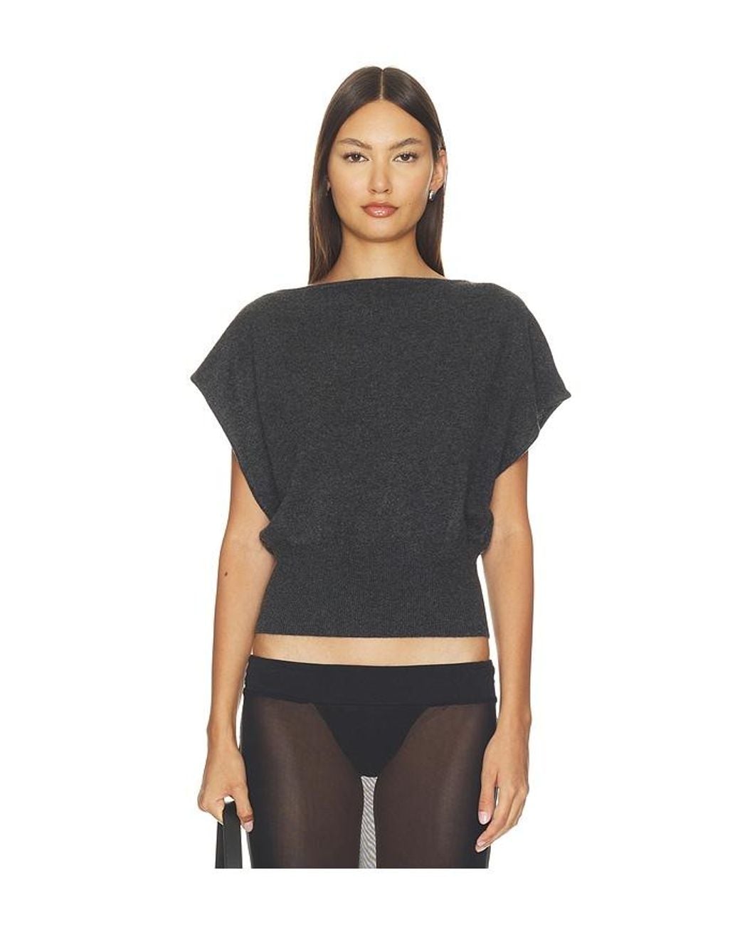 St. Agni Black Cashmere Asymm Top