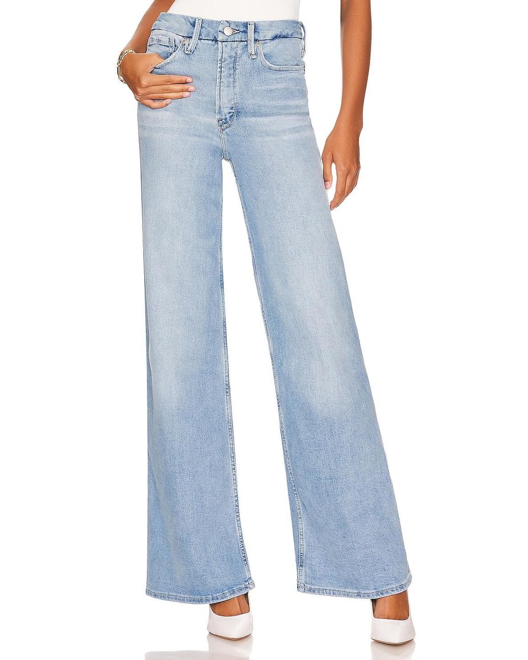 Damen Bekleidung Jeans Ausgestellte Jeans GOOD AMERICAN Baumwolle WEITER SCHNITT PALAZZO in Blau 