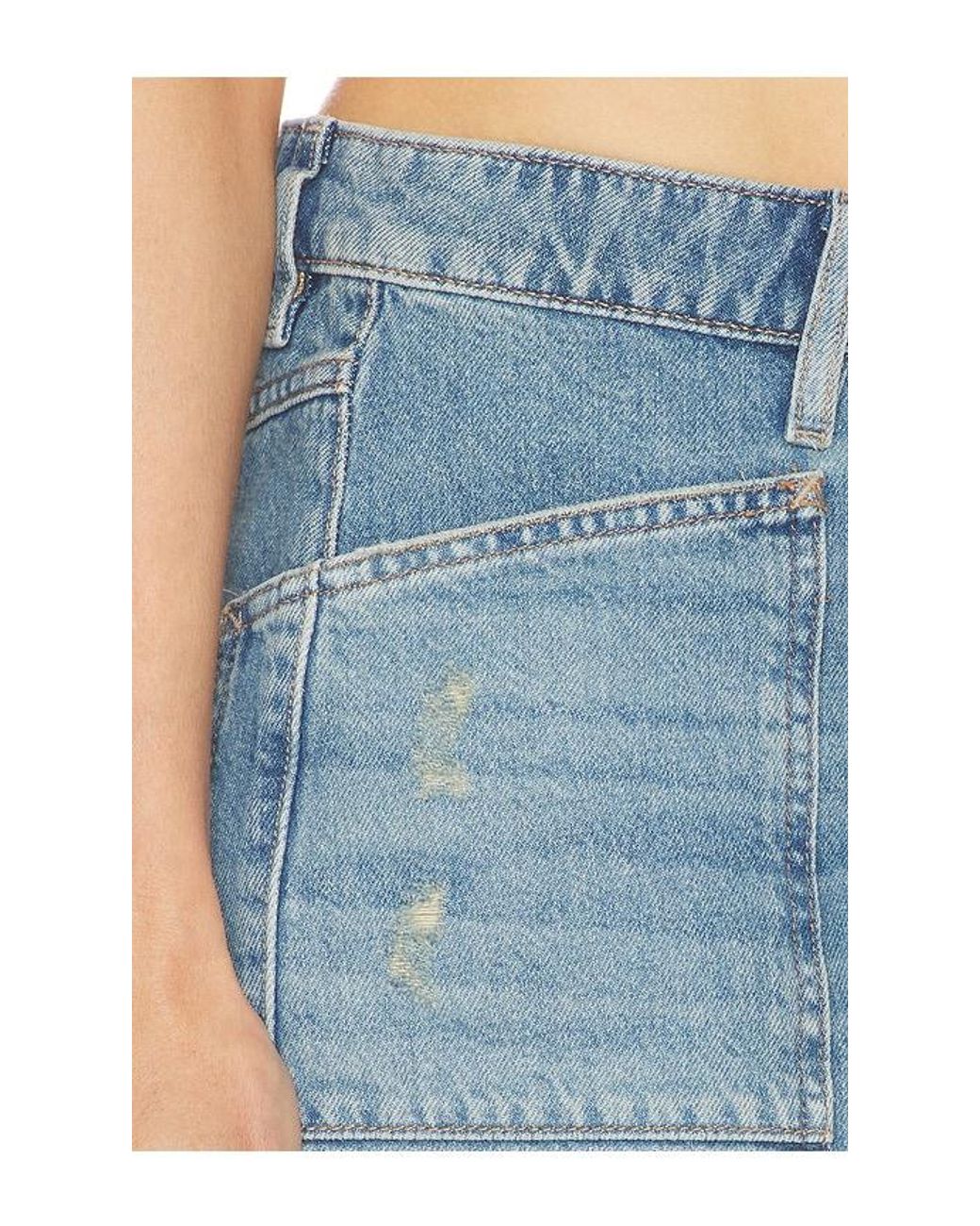 Free People Blue X We The Free Dolly Denim Mini Skirt