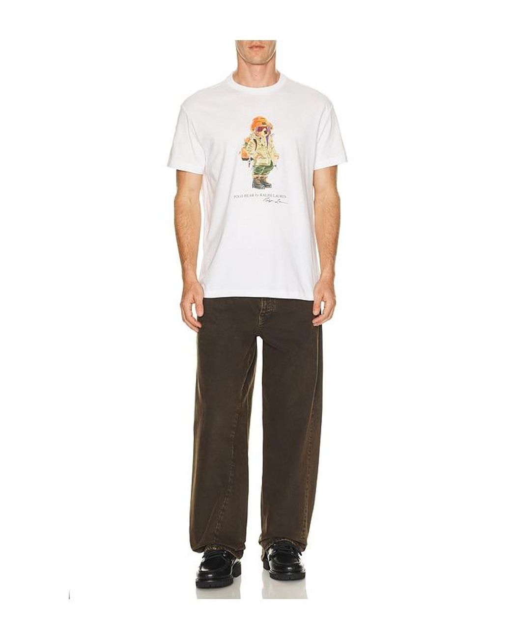 Polo Ralph Lauren White Short Sleeve Jersey Knit Novelty Rocks Bear Graphic T-Shirt for men