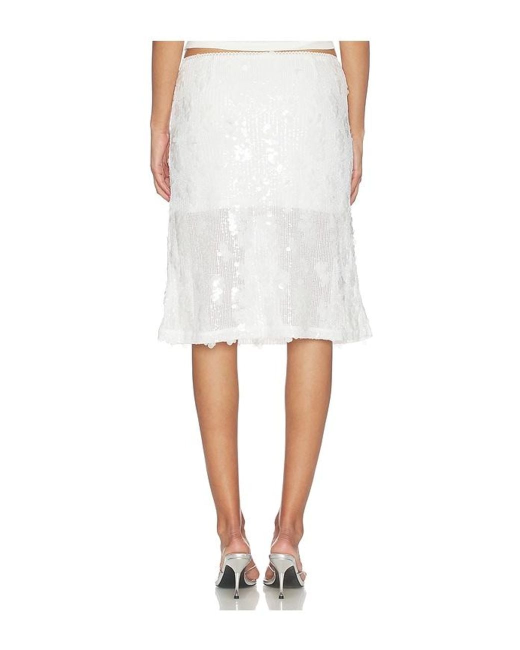 With Harper Lu White Mesh Midi Skirt