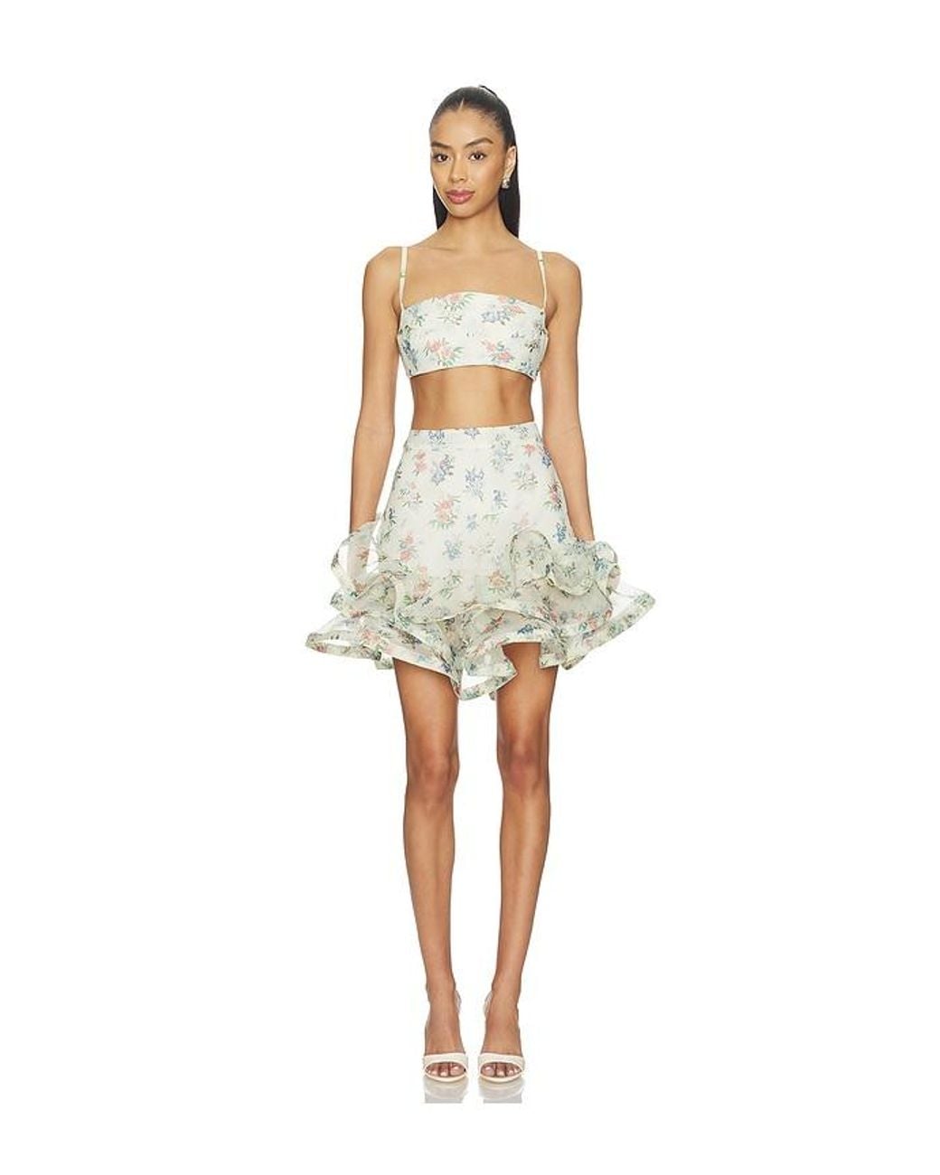 La Fuori Yellow Petal Cascade Mini Skirt