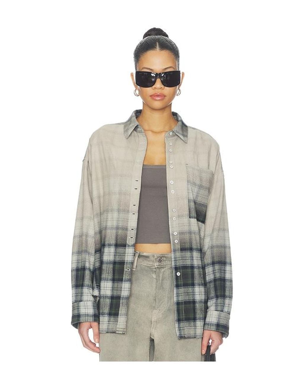 Free People Green X We The Free Alexi Plaid Shirt