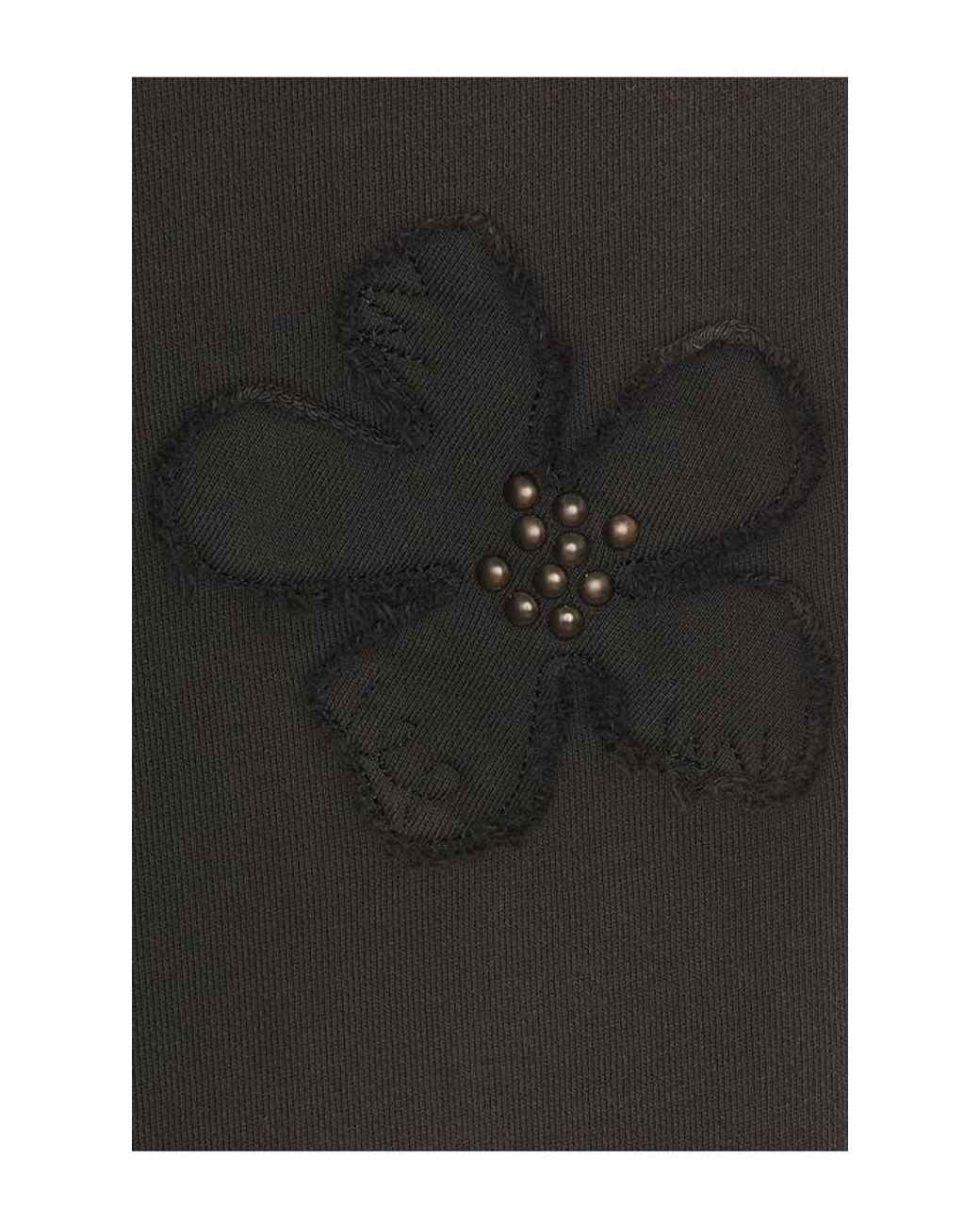 NAHMIAS Black Flower Patch Long Sweat Short for men