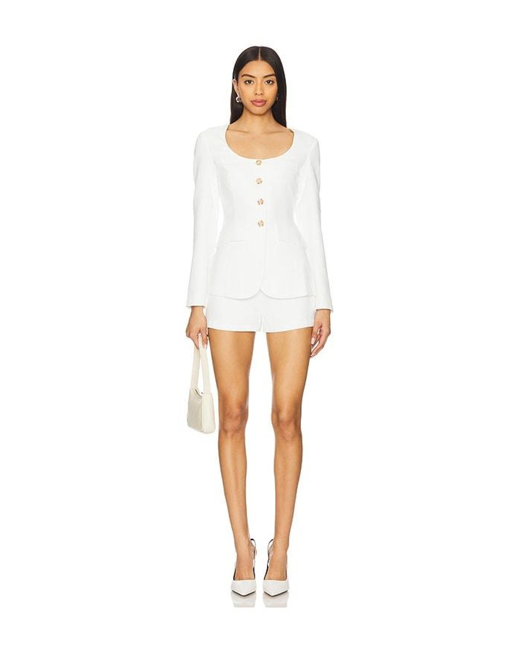 Amanda Uprichard White Long Sleeve Kya Romper