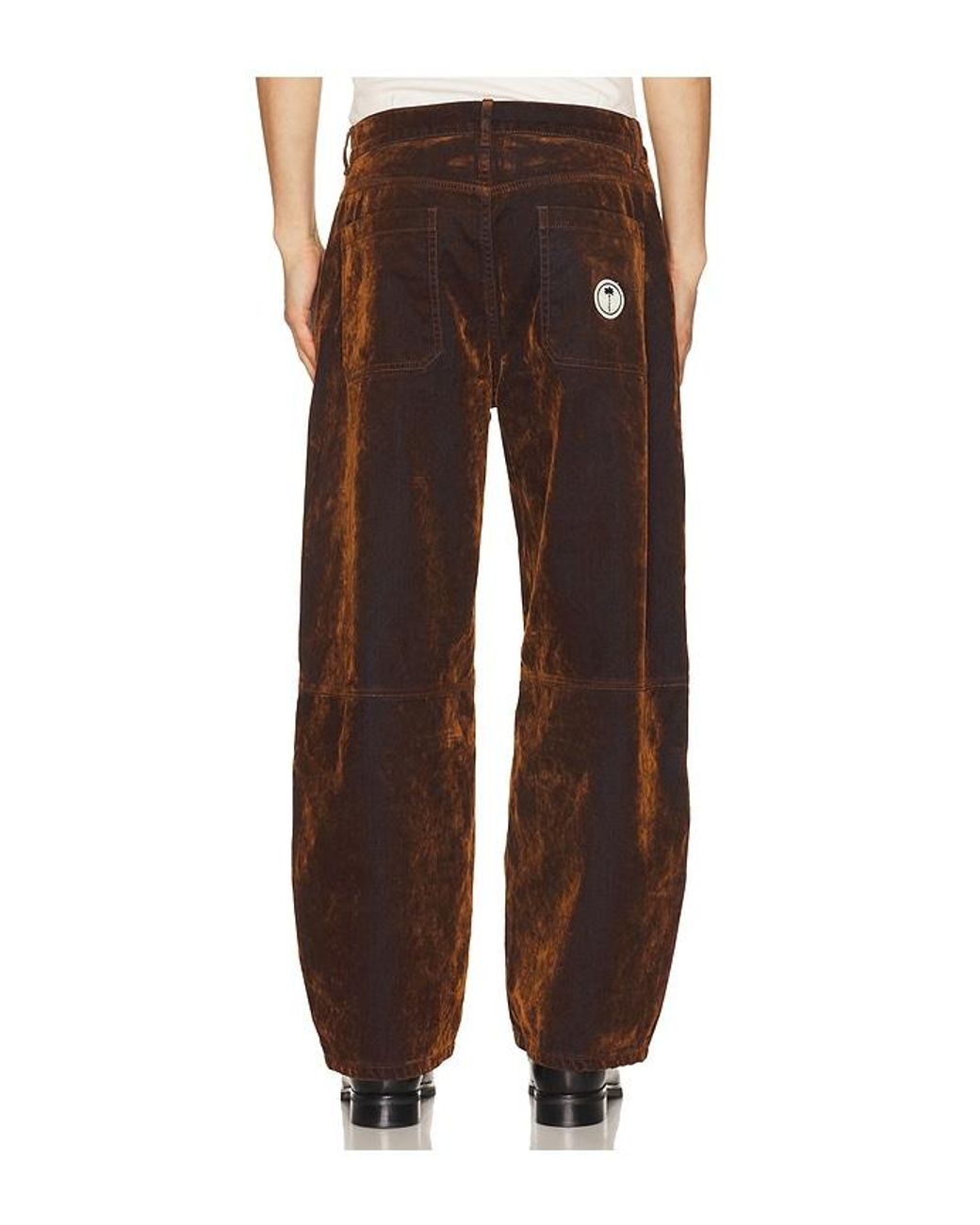 Palm Angels Brown Palm Tree Flock Denim Carpenter for men