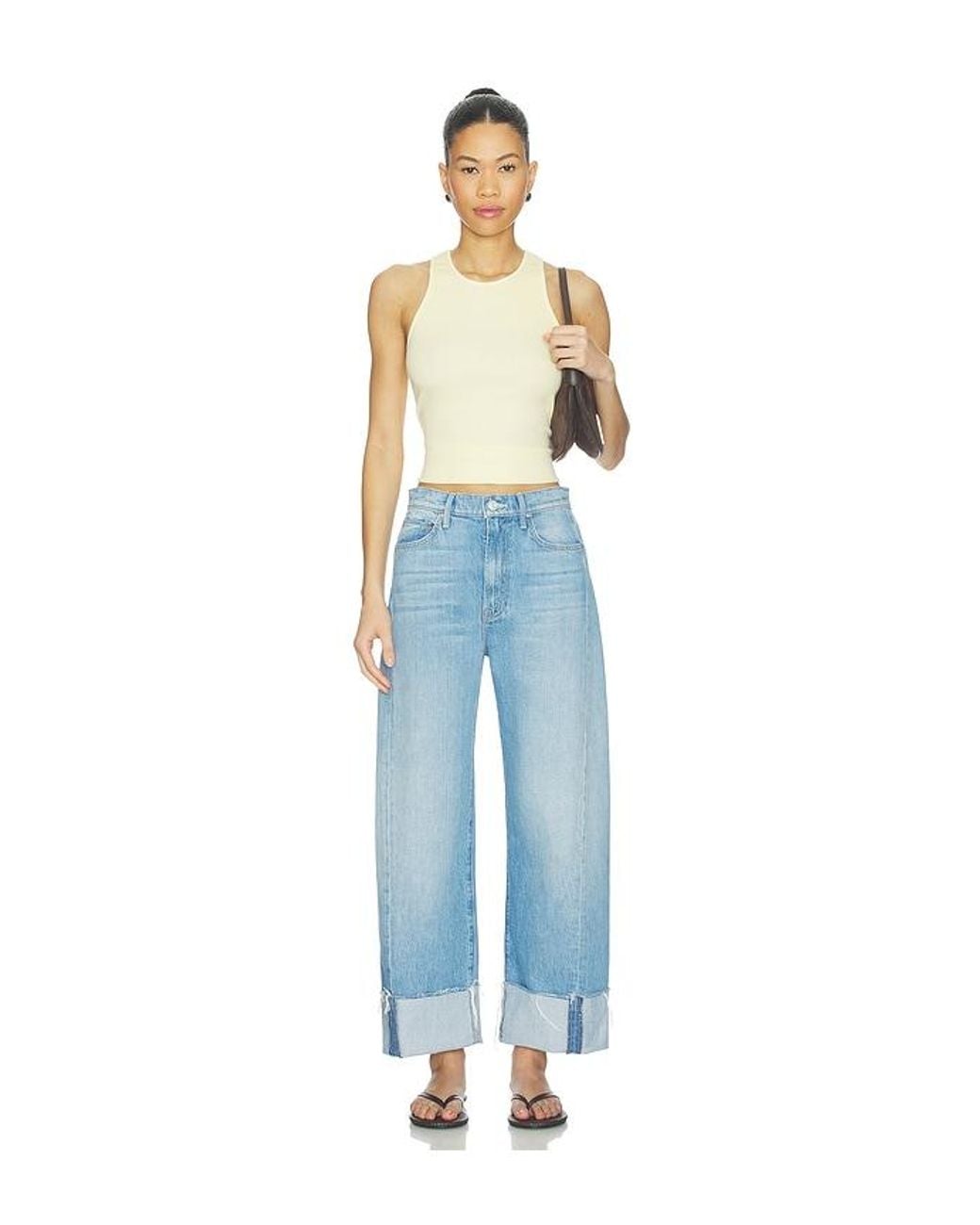 Mother Blue The Half-Pipe Ankle Cuff Fray Jeans