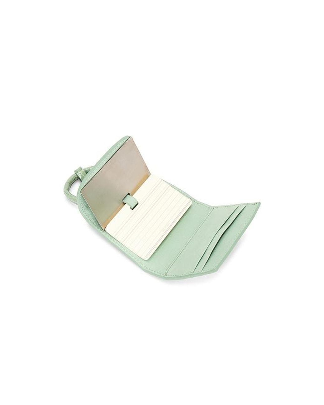 By Far Green Mini Mini Croco Embossed Card Holder