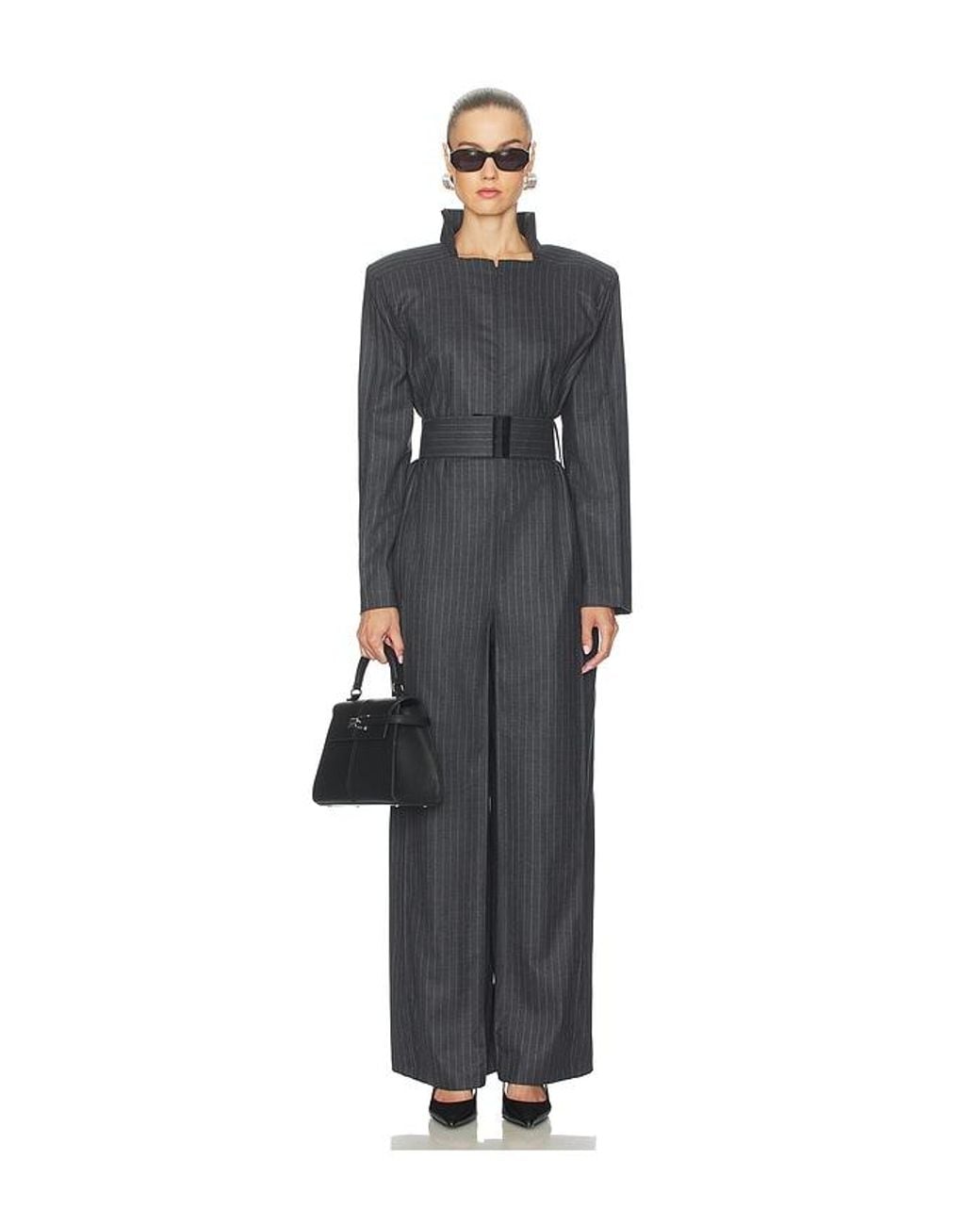 Bevza Black Pinstriped Jumpsuit