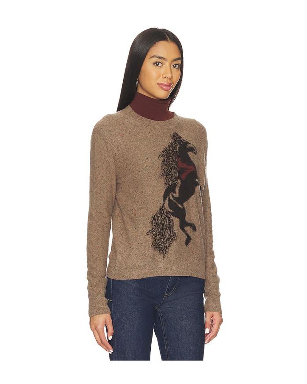 Autumn Cashmere Blue Sweater Mit Rundhalsausschnitt Intarsia