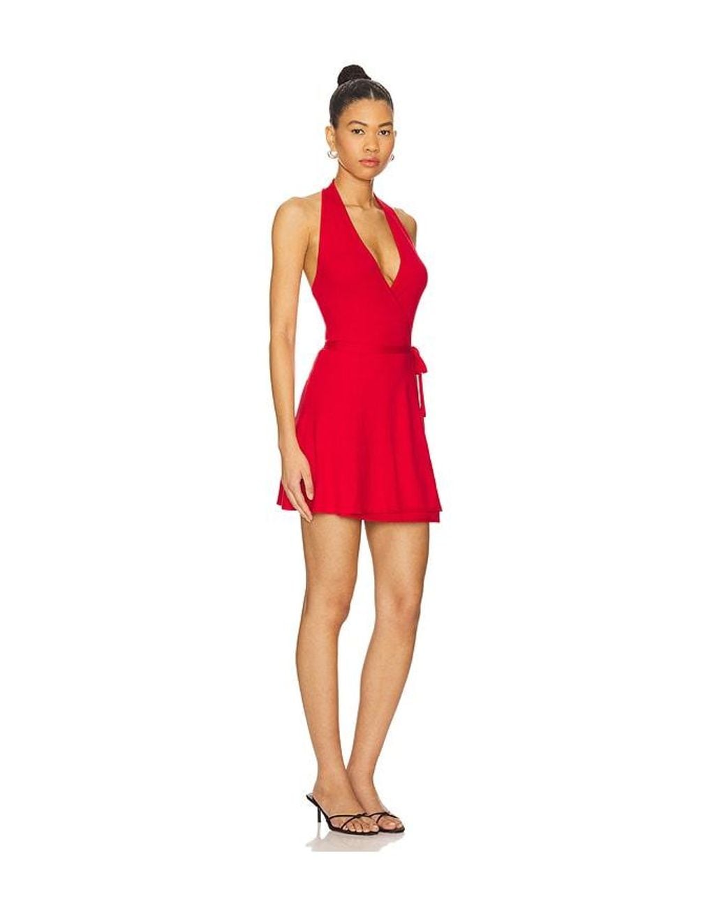 Frankie's Bikinis Red Evening Cloud Knit Wrap Dress