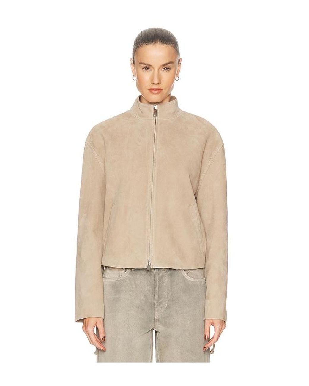 GRLFRND Natural Annika Suede Lace Up Jacket