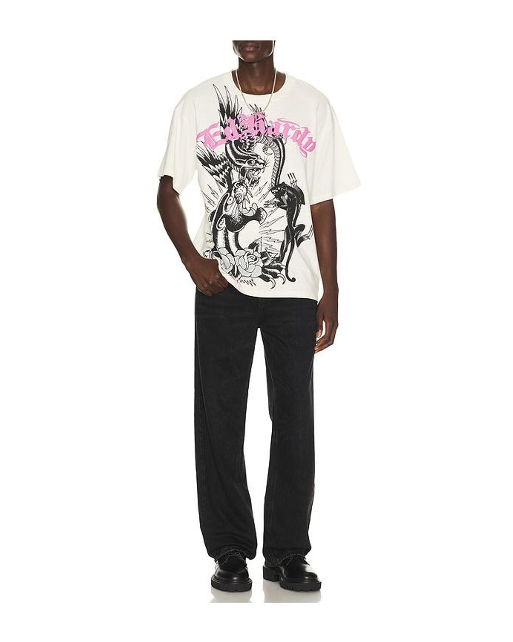 Ed Hardy Gray Panthers Boxy Tee for men