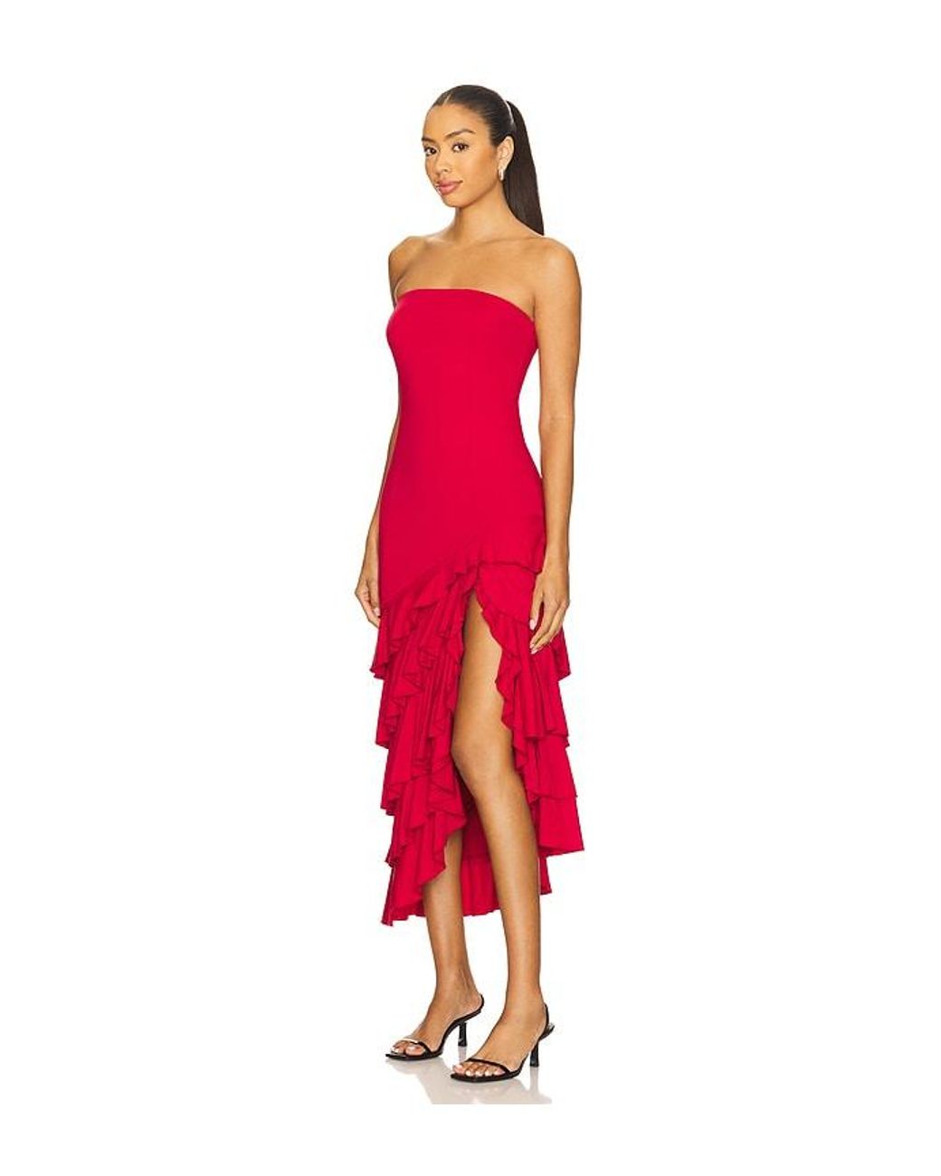 Bardot Red Agastina Strapless Maxi Dress