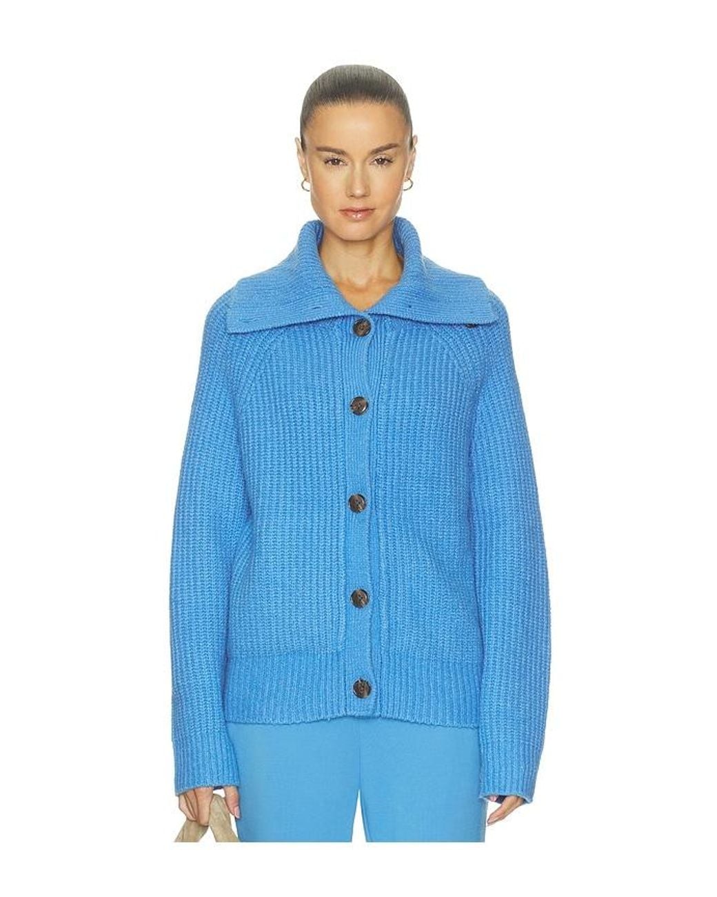 Varley Blue Alberte Knit Cardigan