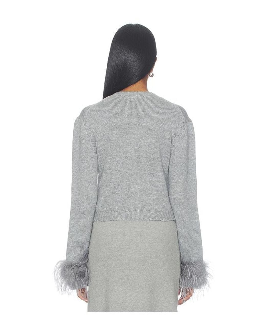 Lovers + Friends Gray Wendi Feather Cardigan