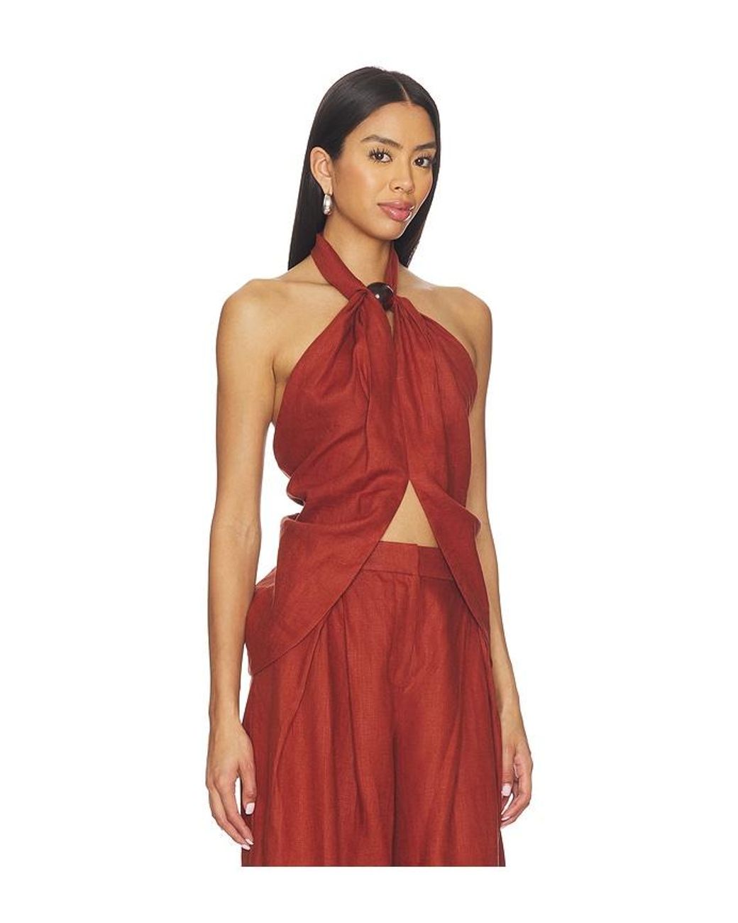 Faithfull The Brand Red Biba Halter Top