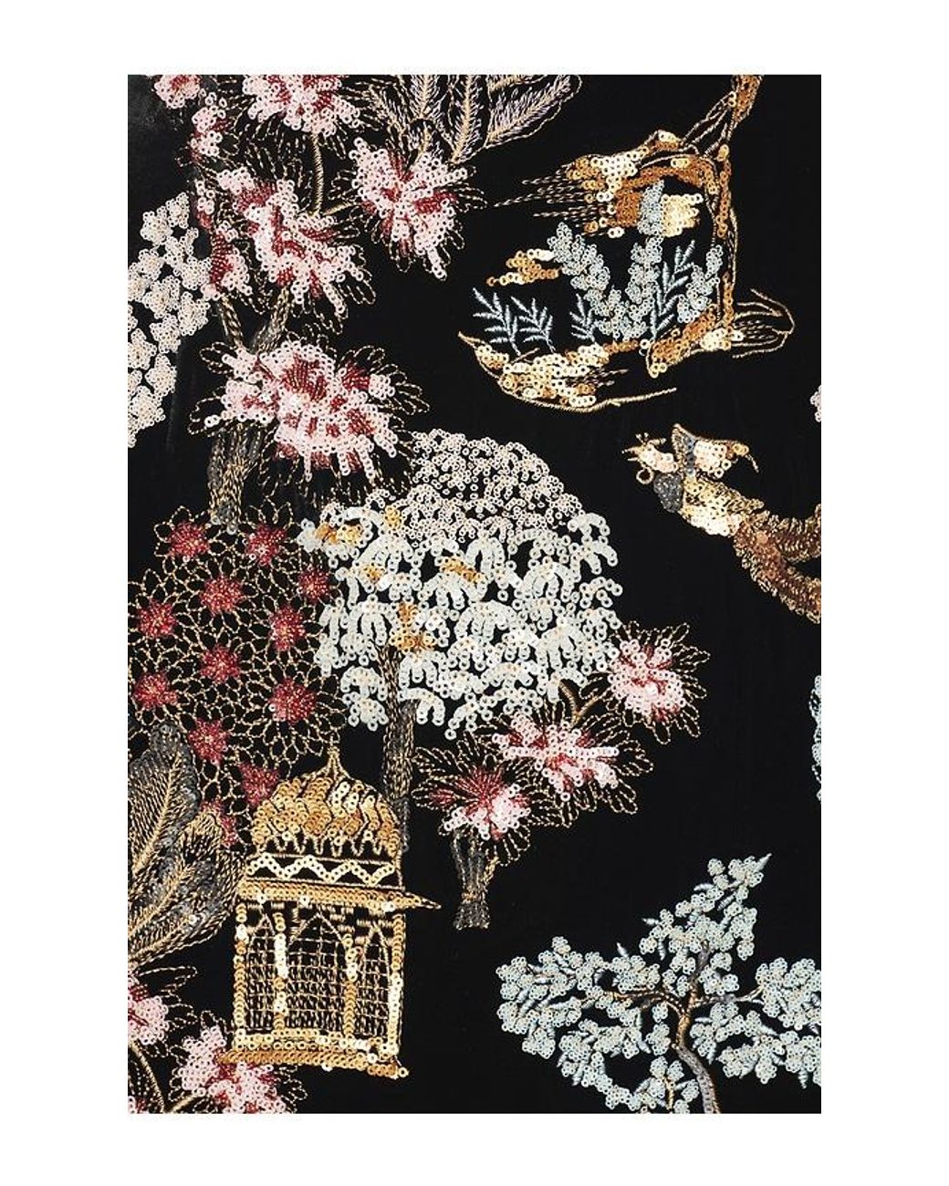 SAU LEE Black Jodie Embroidered Dress