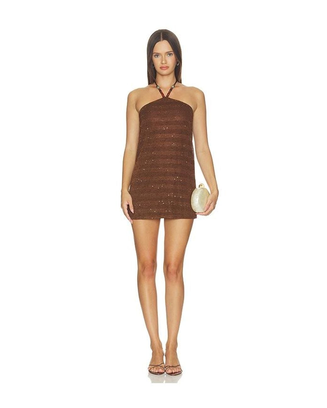 MORE TO COME Brown Dagny Mini Dress