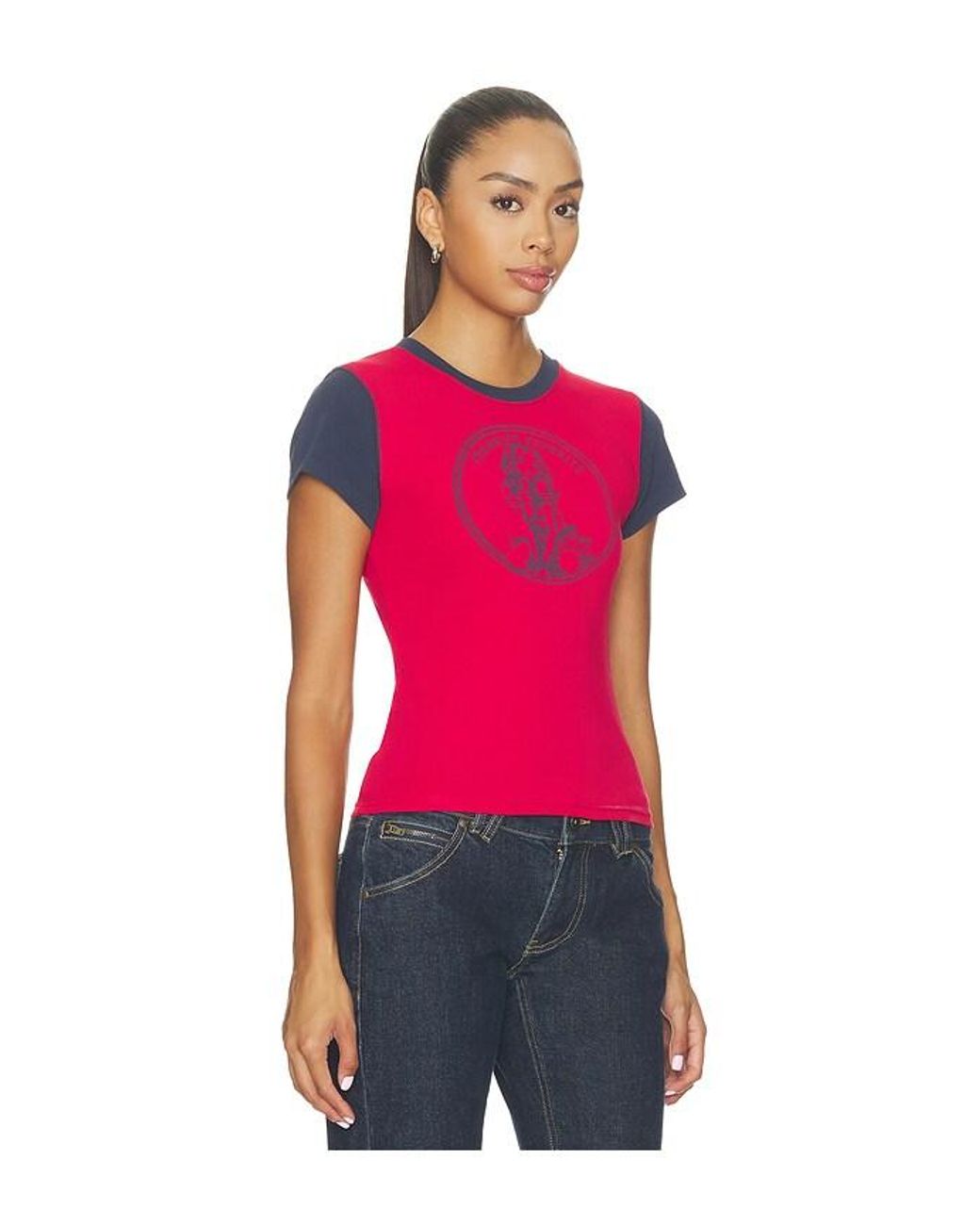 Frankie's Bikinis Red Eva Cotton Ribbed Tee Shirt