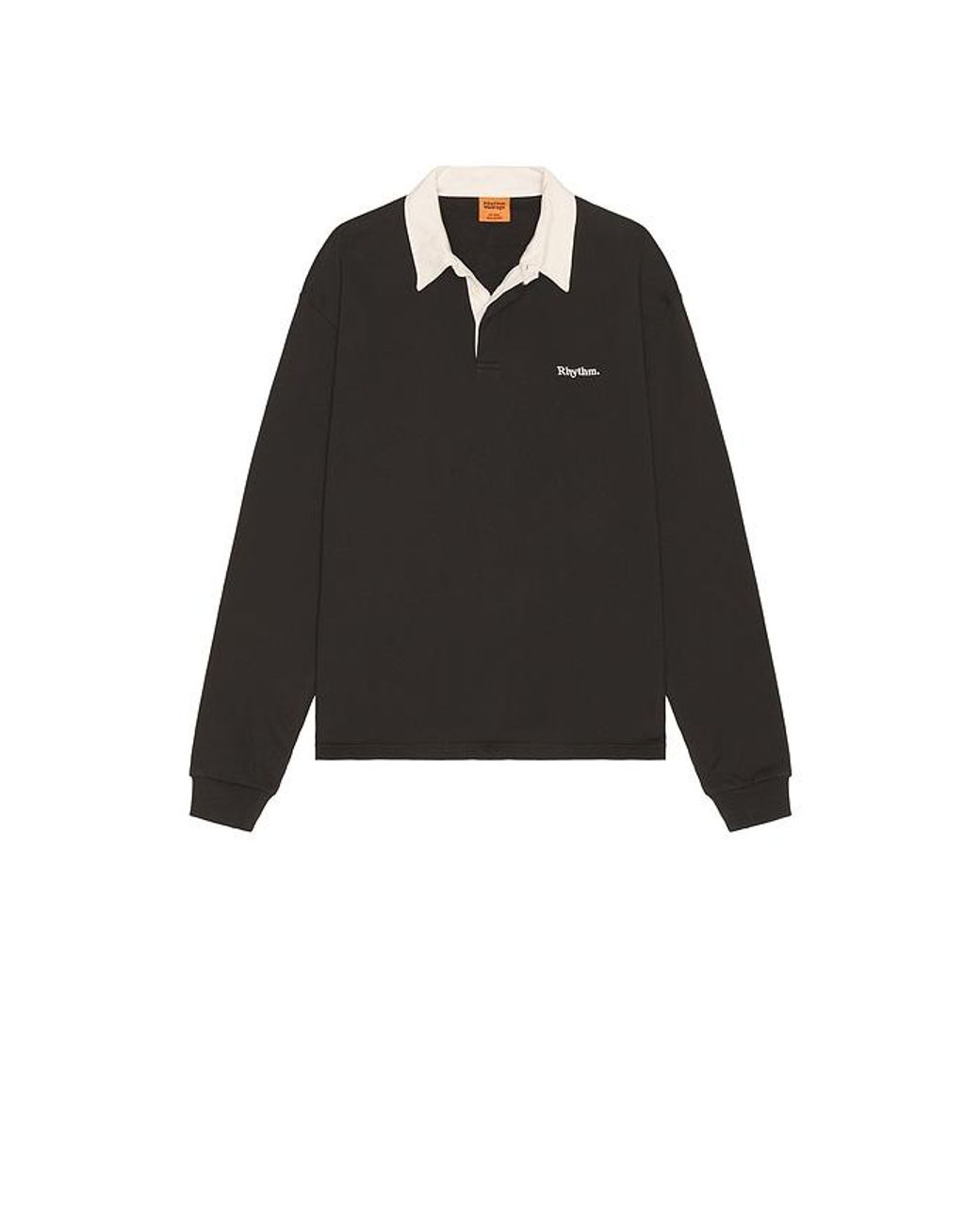 Rhythm Black Koa Vintage Rugby Long Sleeve Polo for men