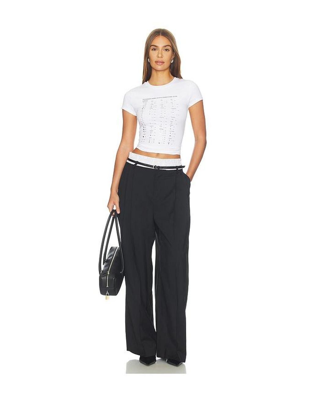 Alexander Wang White Fitted Tee With Hotfix Card Graphic