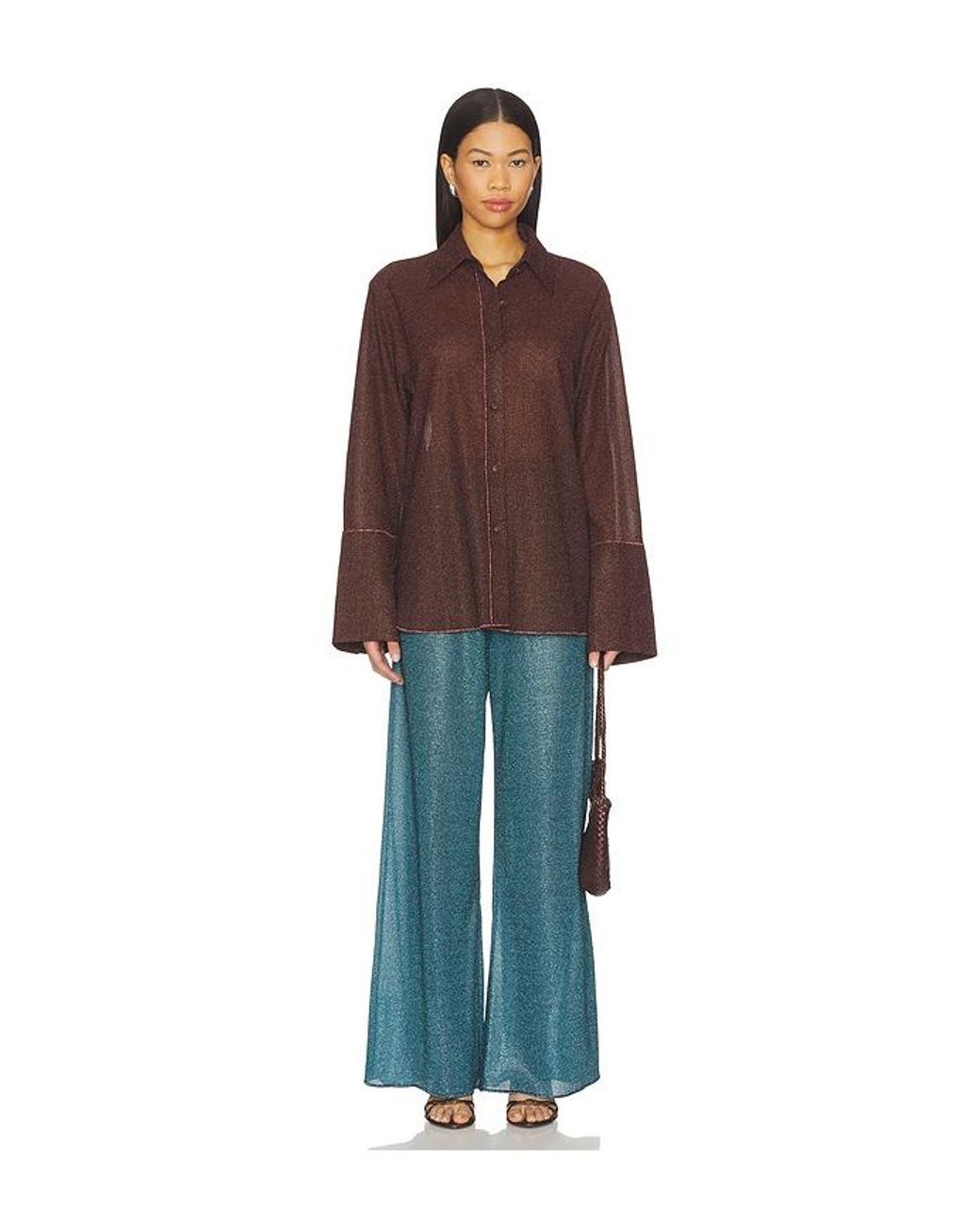 Oseree Brown Lumiere Sleeves Shirt
