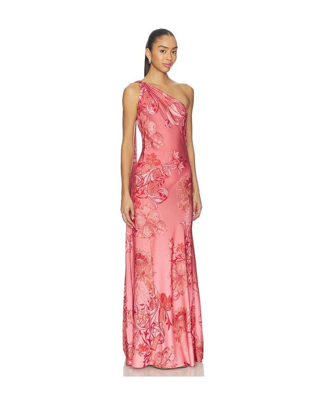 Hemant & Nandita Red One Shoulder Sash Dress