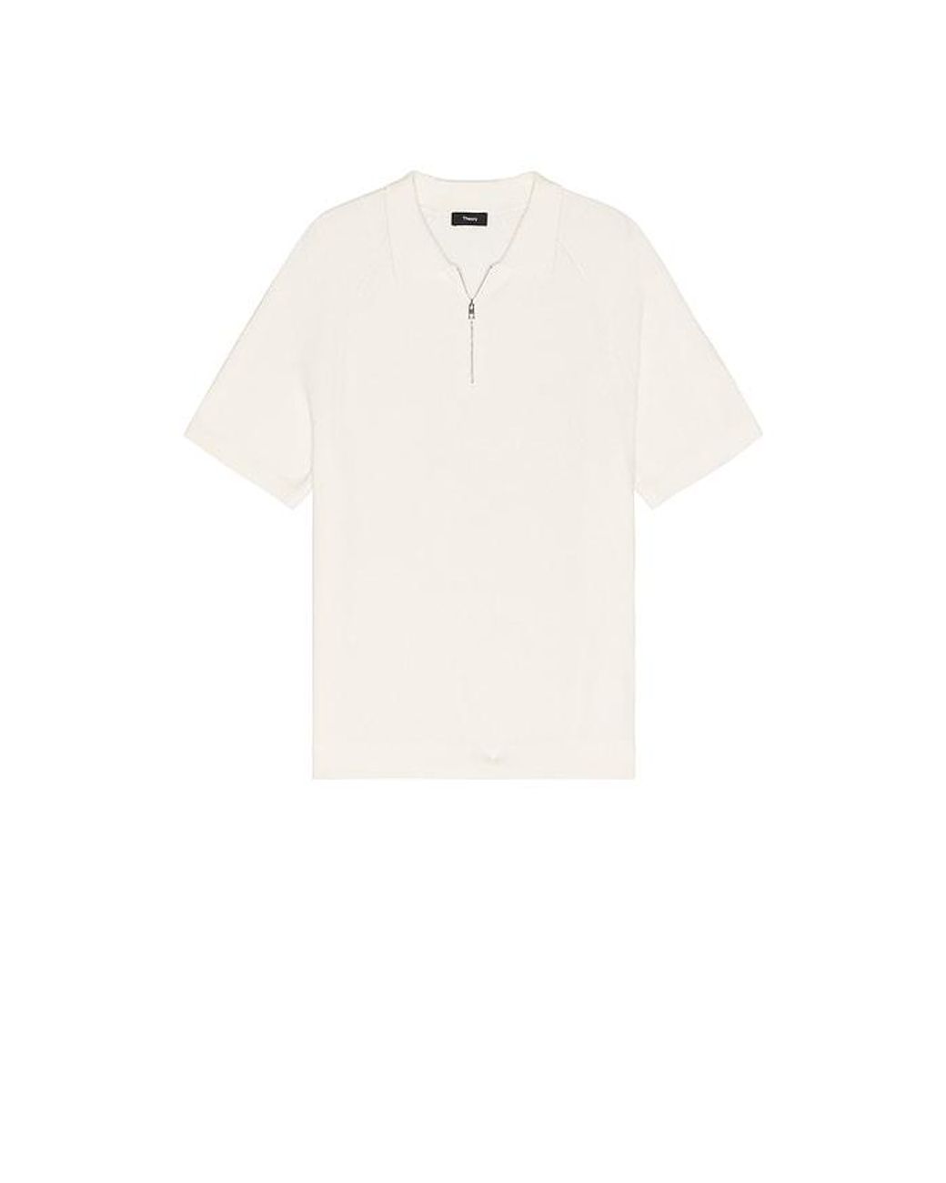 Theory White Short Sleeve Zip Polo for men