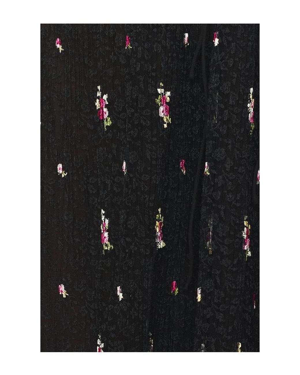 For Love & Lemons Black Poppy Pleated Lace Maxi Dress