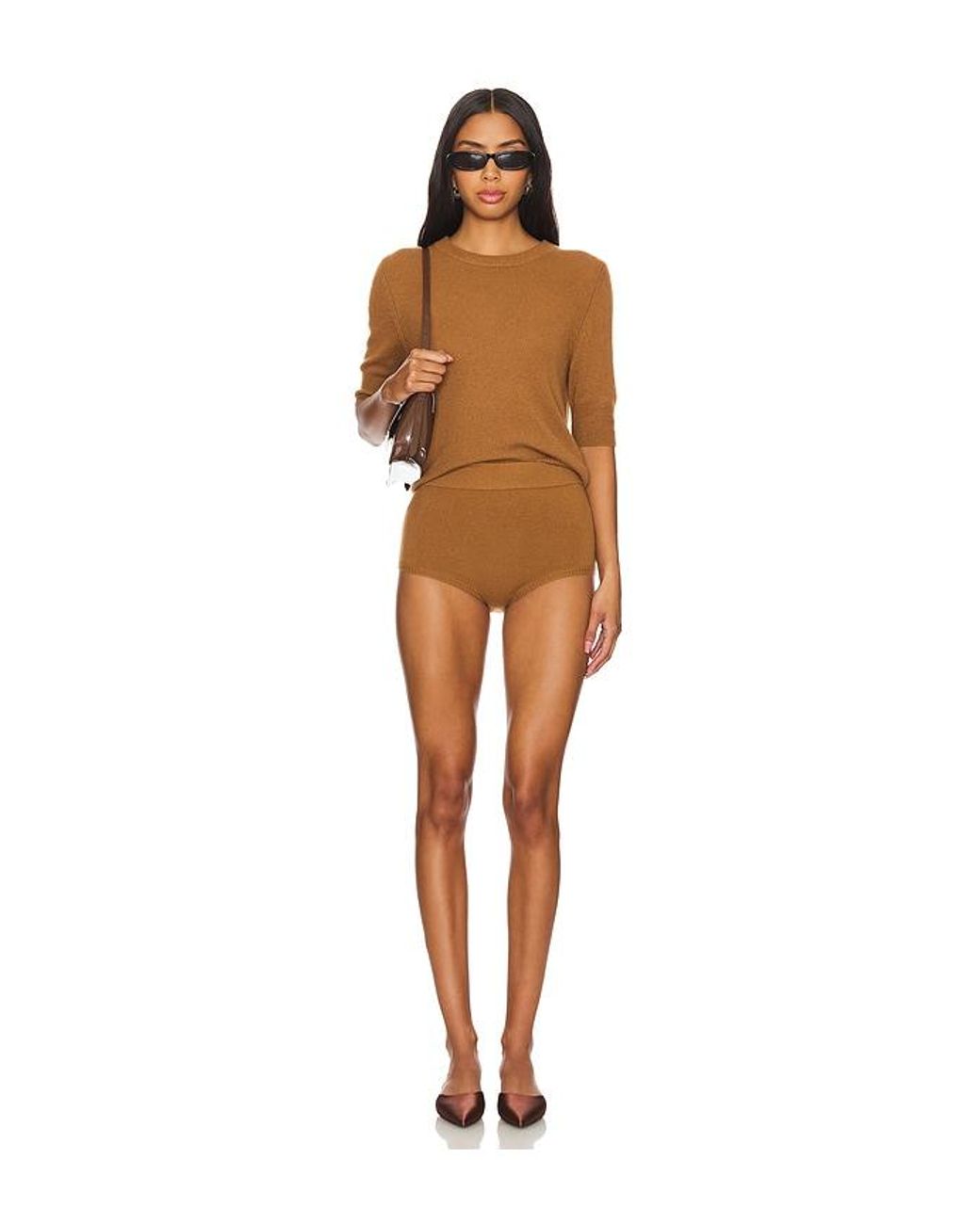 W. Cashmere Brown Celina Short Sleeve Pullover