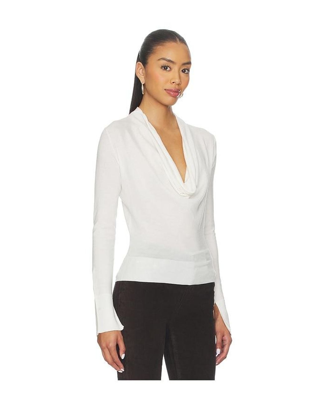 Jonathan Simkhai White Natia Cowl Neck Top