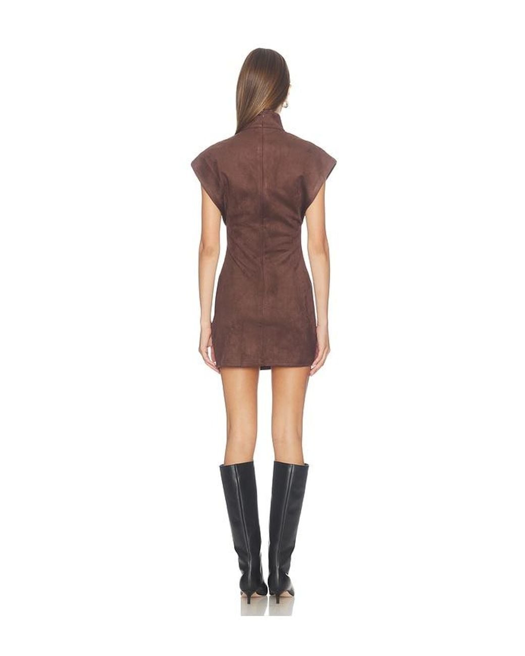 ALL THE WAYS Brown X Hannah Lizzy Hanna Faux Suede Mini Dress