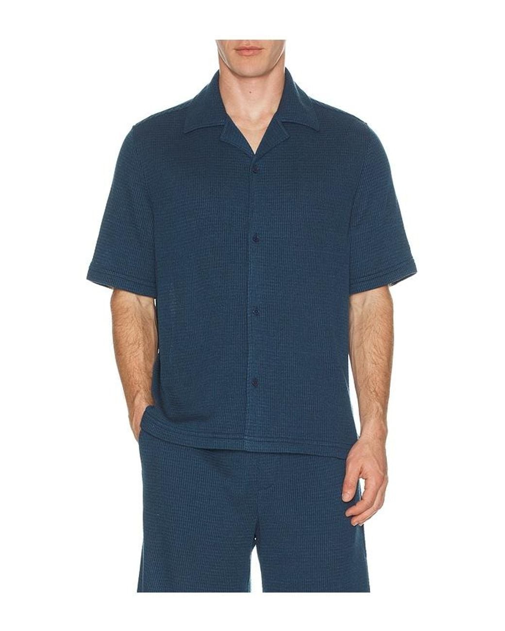 Jonathan Simkhai Blue Troy Short Sleeve Shirt for men