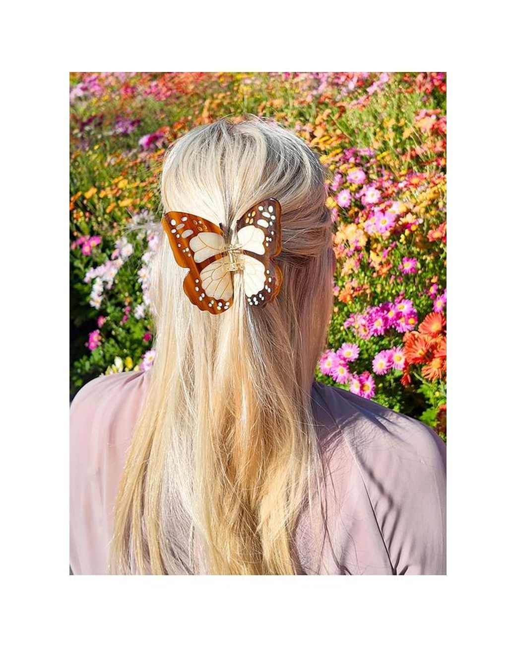 Solar Eclipse Brown Hand-Painted Boho Monarch Claw Hair Clip