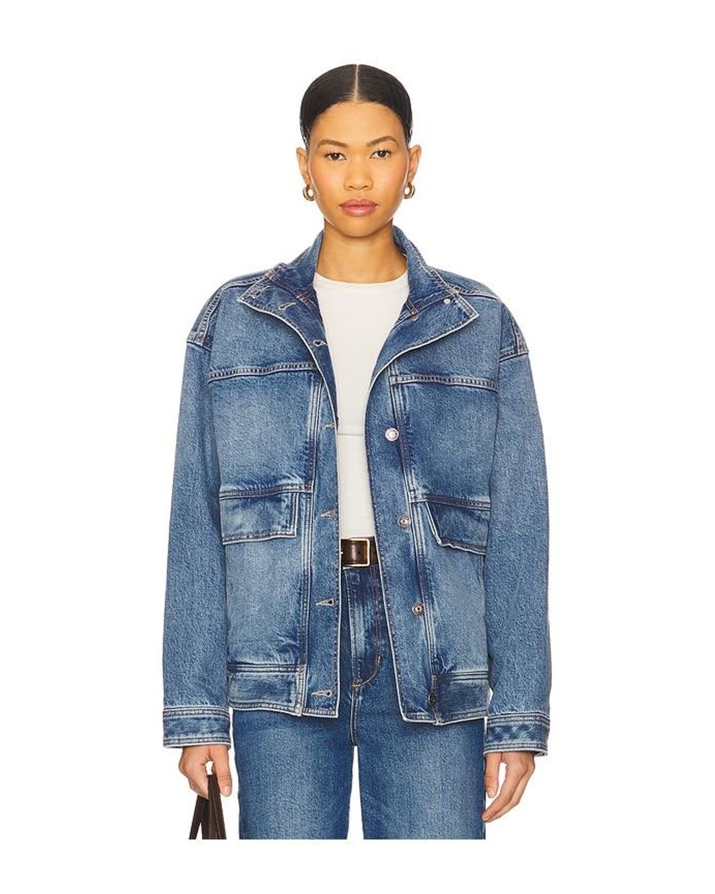 Favorite Daughter The Margot Oversized Denim Jacket- Blue Bird