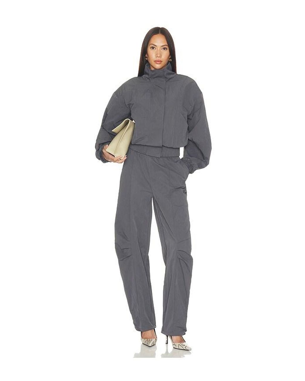 ROTATE BIRGER CHRISTENSEN Gray Crispy Track Jacket