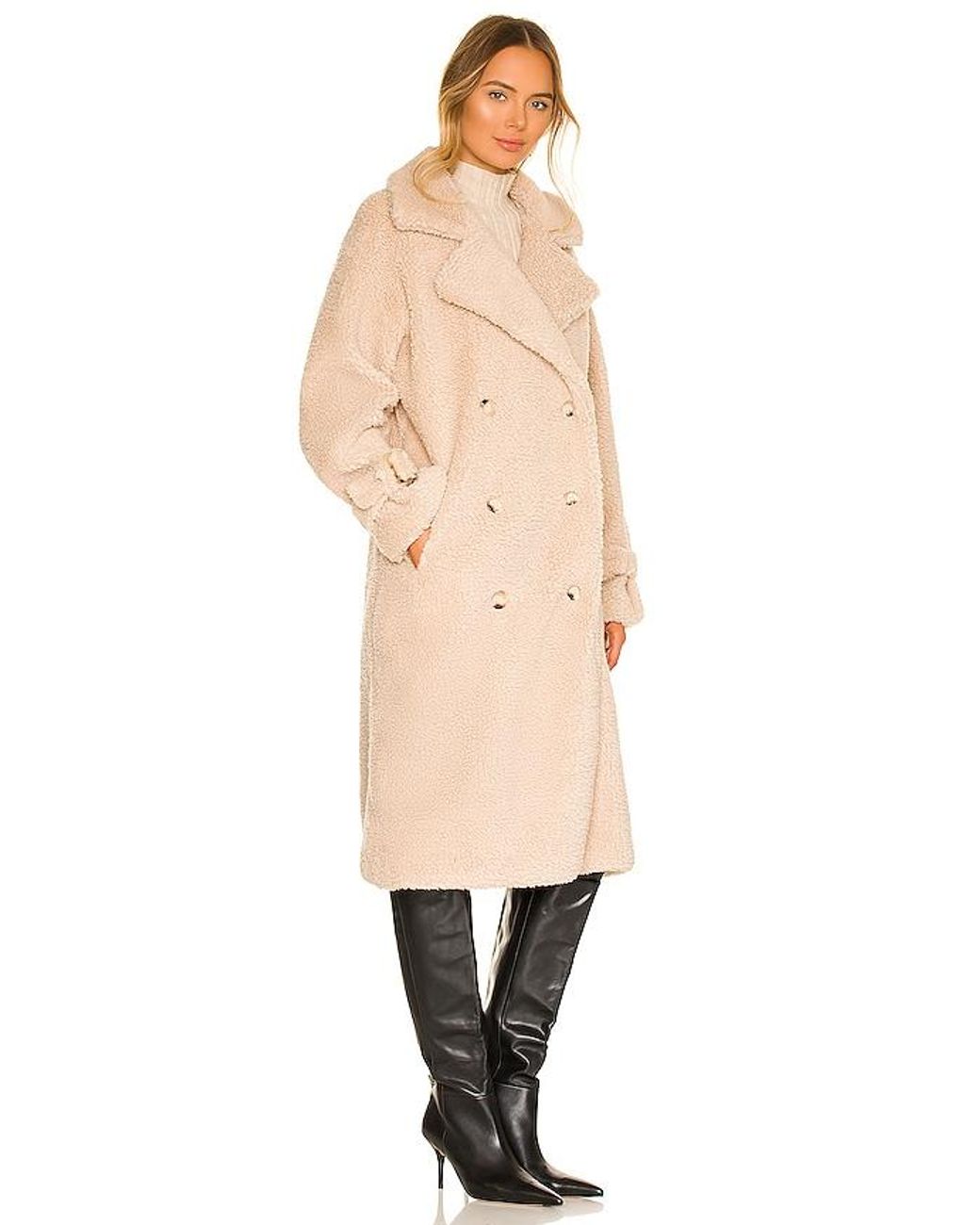Lamarque Natural Malani Faux Fur Coat