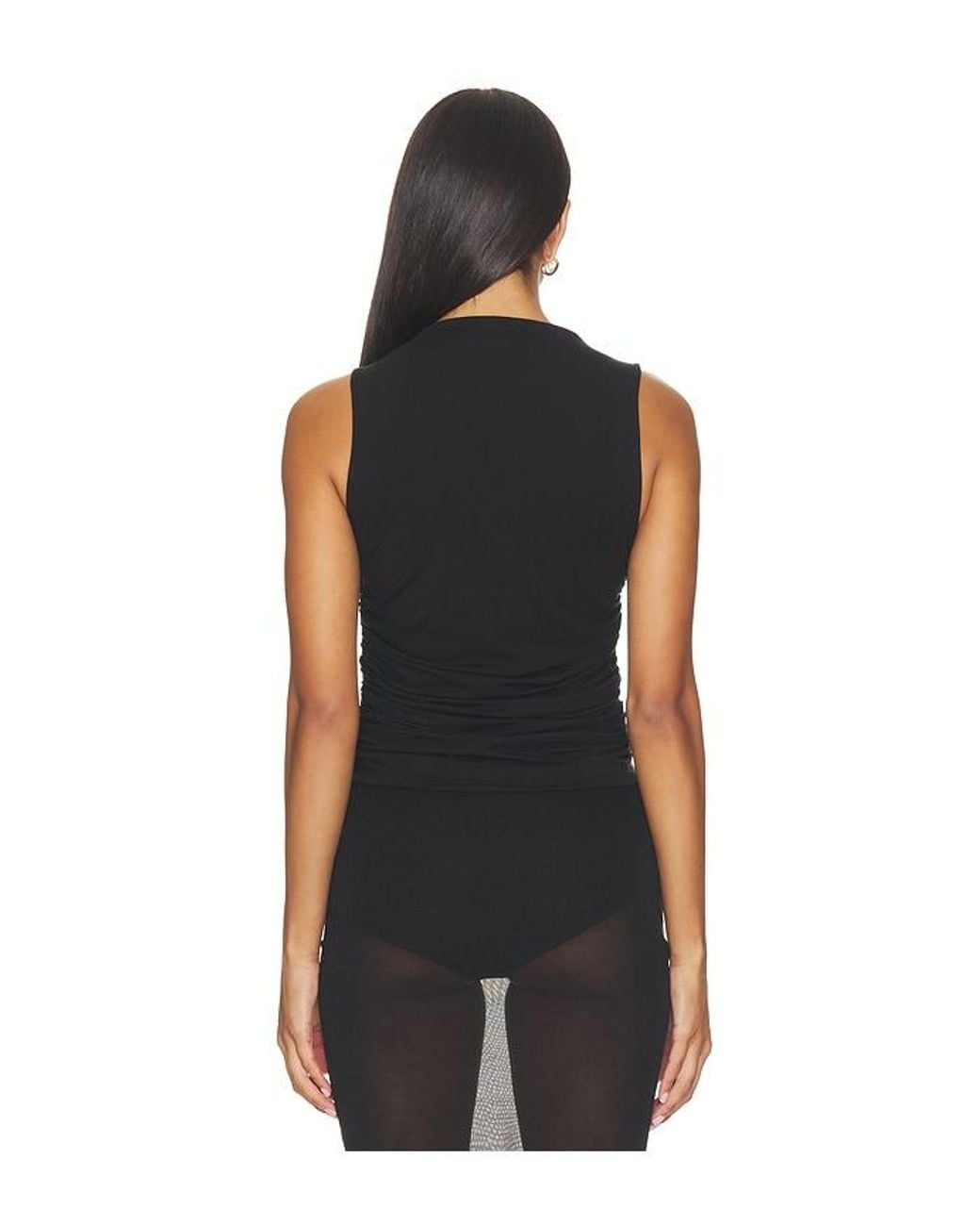 The Line By K Black Tavi Ruched Tank Top