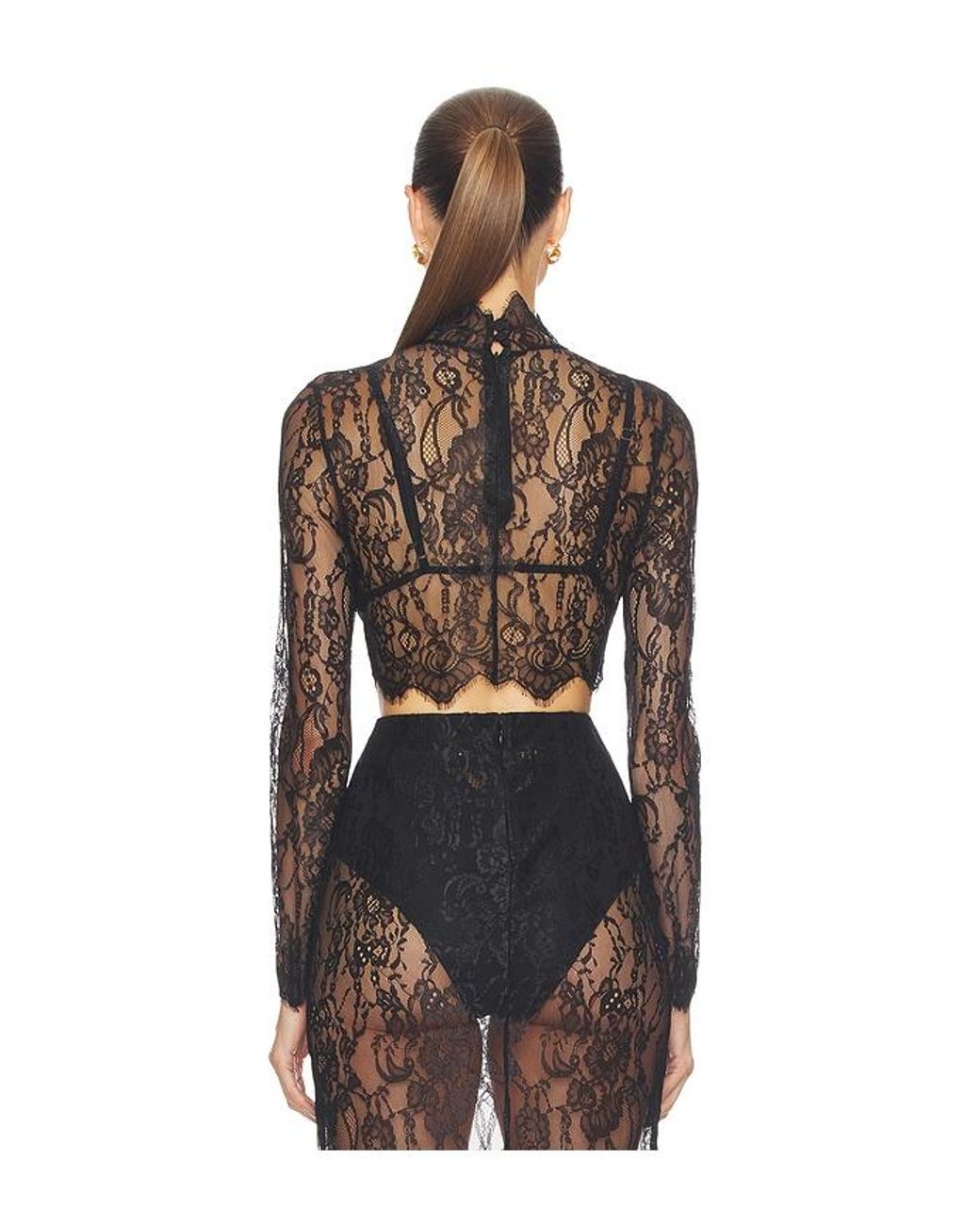 L'Agence Black 'Agence Henriette Lace Long Sleeve Top