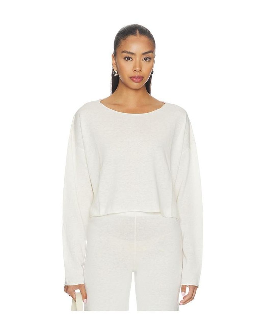 ÉTERNE White Cropped Boatneck Top