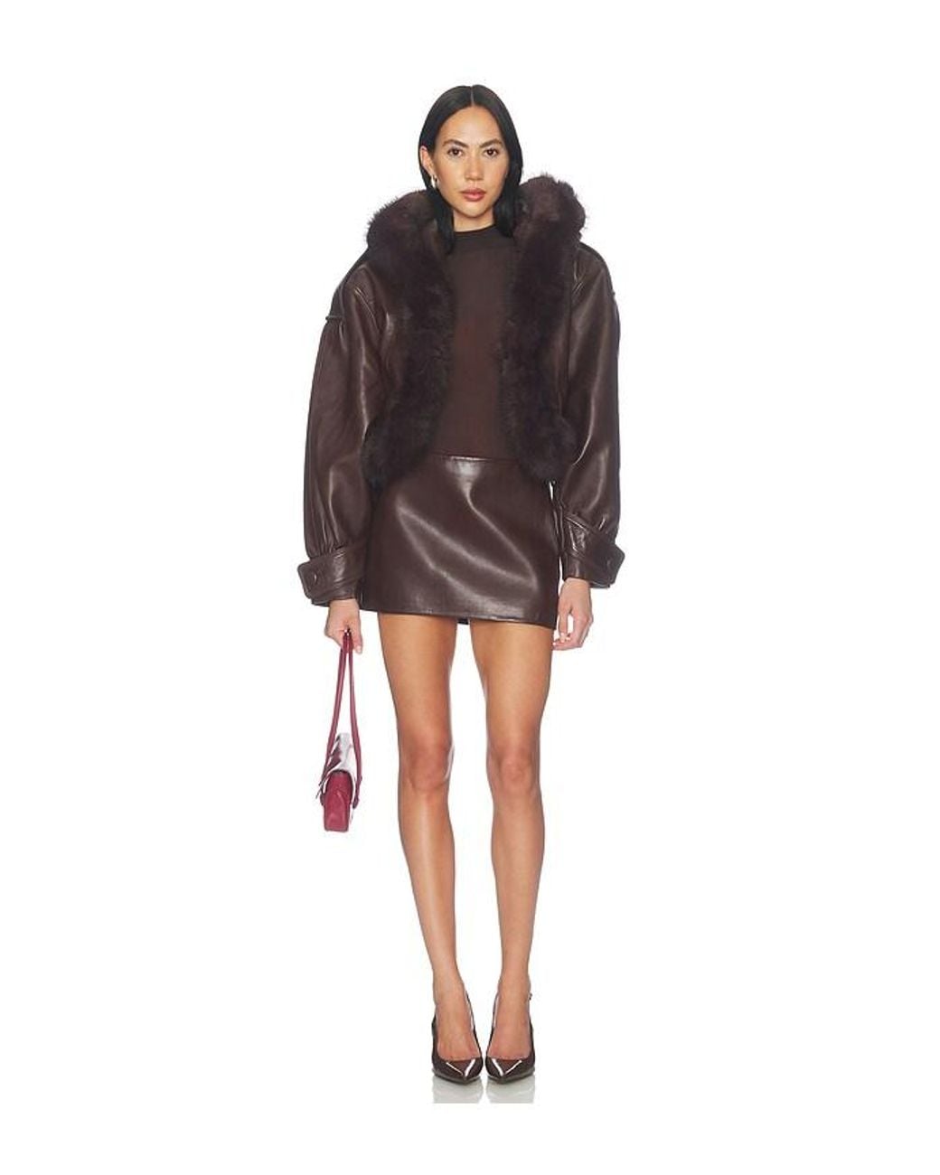 retroféte Brown Jia Leather Jacket