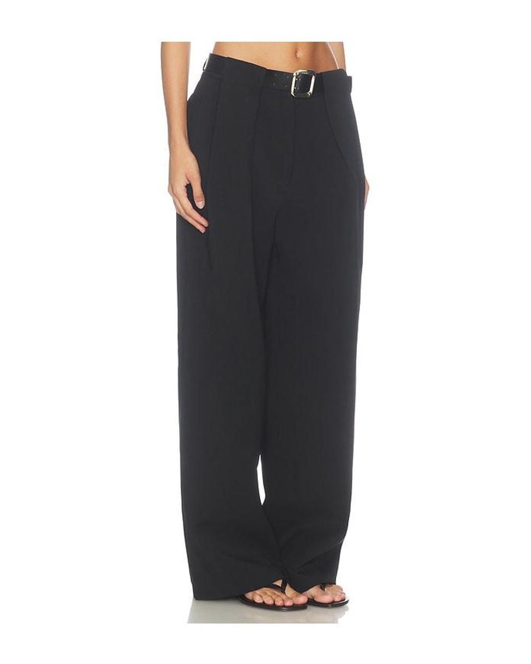 Source Unknown Black Matteo Belted Tuck Trousers