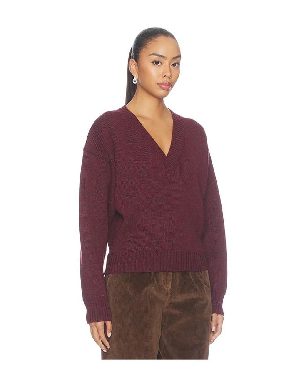 Rohe Purple Sculptural Compact V Neck Sweater