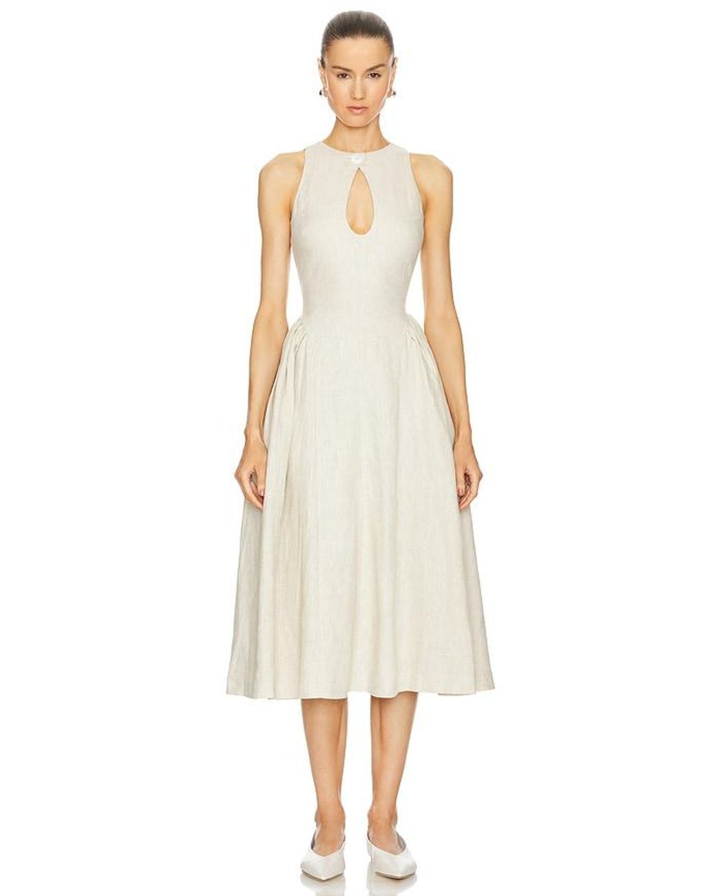 LPA White Seina Midi Dress